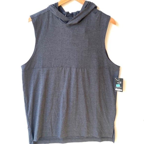 Xersion Studio Quick-Dry Sleeveless hooded Charcoal tank top, Size Medium, NWT - Picture 3 of 7